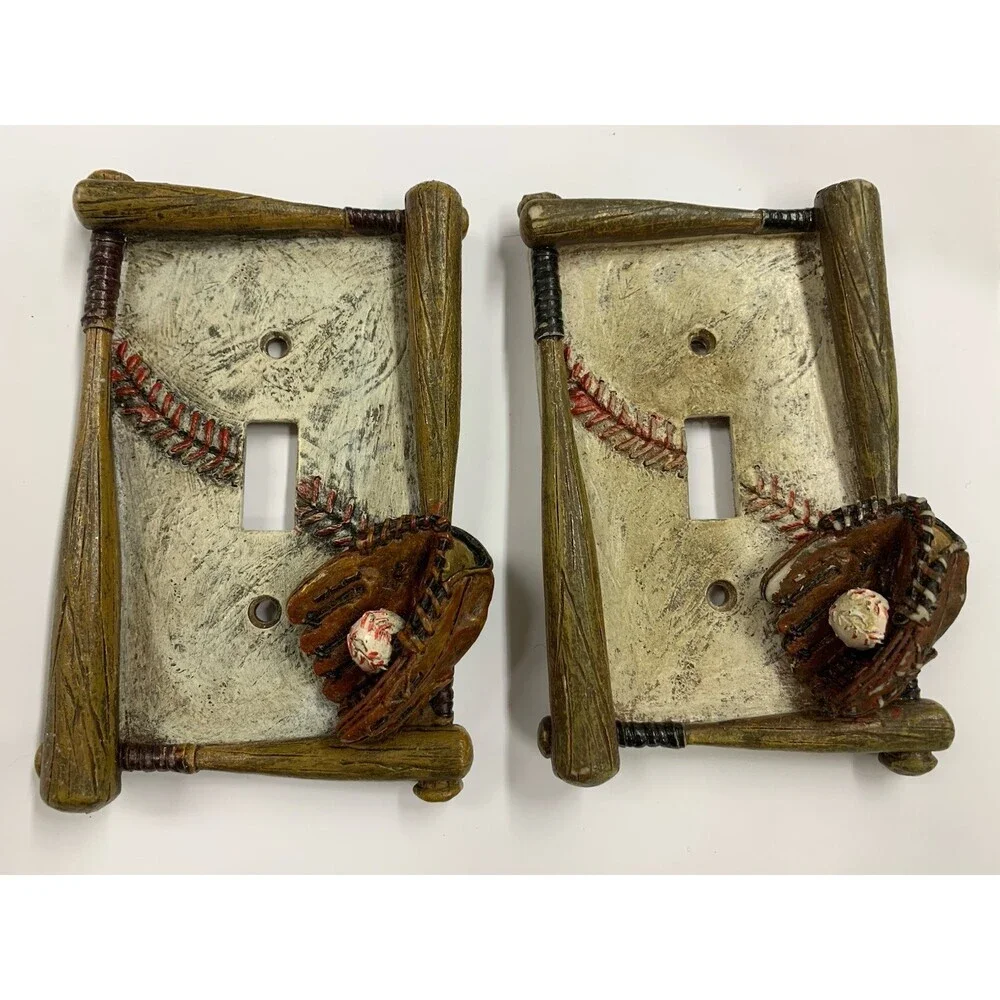 Lot Of 2 Baseball Themed Light Switch Covers 3”x5”